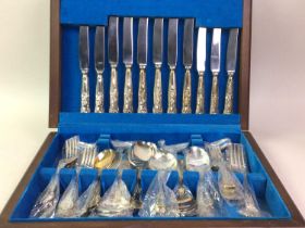 TWO CANTEENS OF SILVER PLATED CUTLERY,