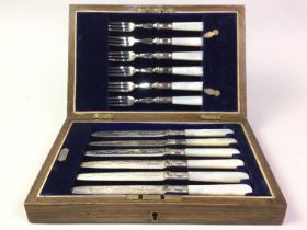 SUITE OF SILVER PLATED CUTLERY,