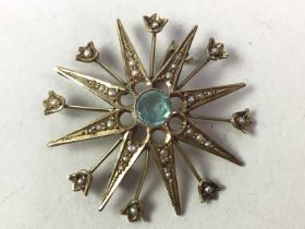 NINE CARAT SEED PEARL BROOCH,