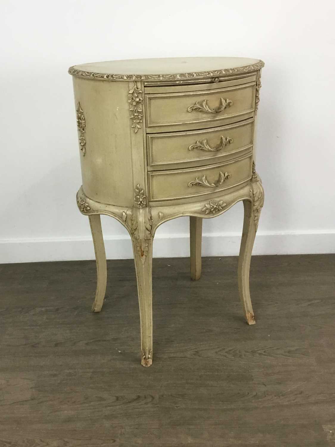 CREAM PAINTED FRENCH STYLE CHEST OF DRAWERS, ALONG WITH OTHER FURNITURE - Image 3 of 9