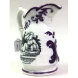 VICTORIAN 1851 EXHIBITION TRANSFER JUG, ALONG WITH A RELIGIOUS MOTTO PLATE