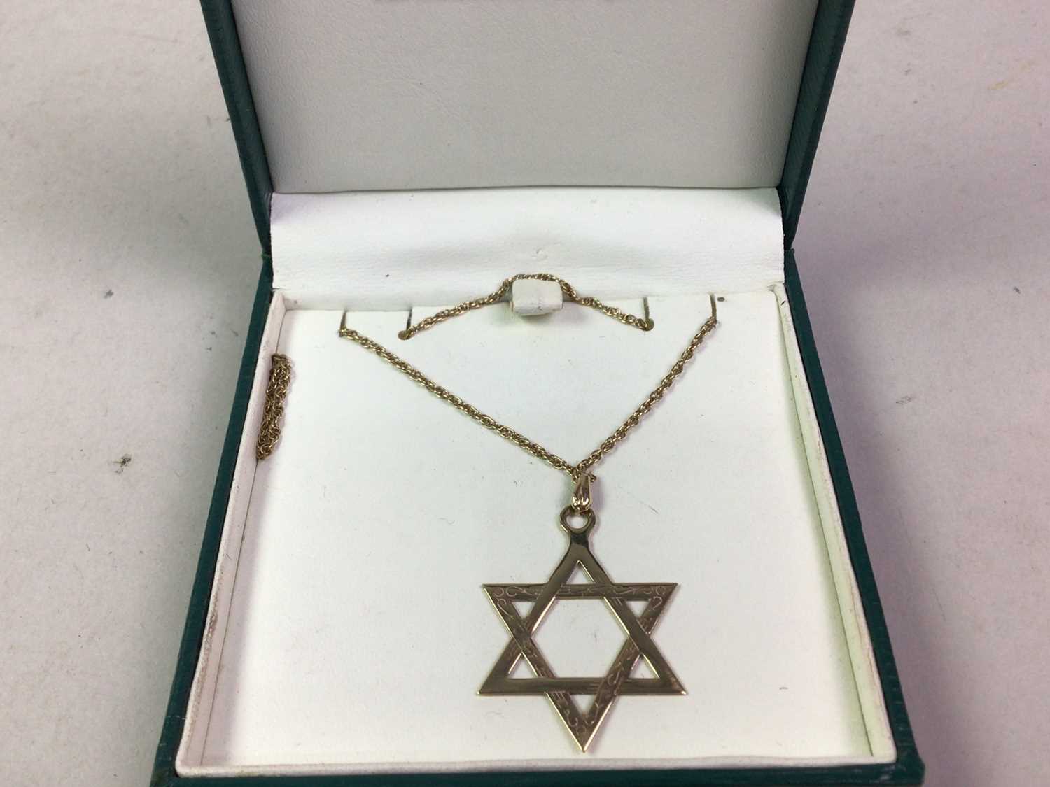 NINE CARAT GOLD STAR OF DAVID PENDANT, - Image 2 of 2