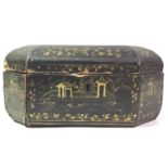 CHINESE BLACK LACQUERED CHINOISERIE JEWELLERY BOX, 19TH CENTURY