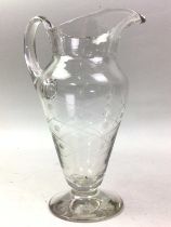 GLASS WATER JUG, AND OTHER GLASSWARE