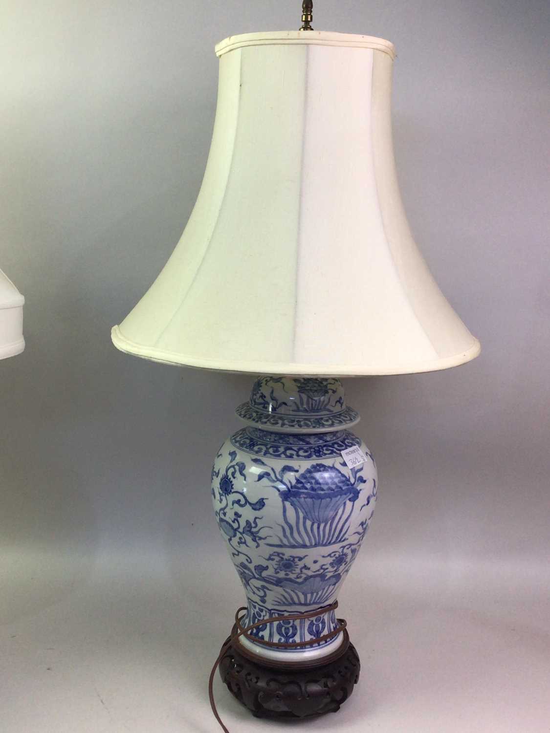 PAIR OF CHINESE CERAMIC VASE LAMPS, - Image 2 of 2