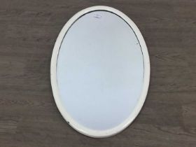 OVAL WALL MIRROR, AND A COPPER LADLE