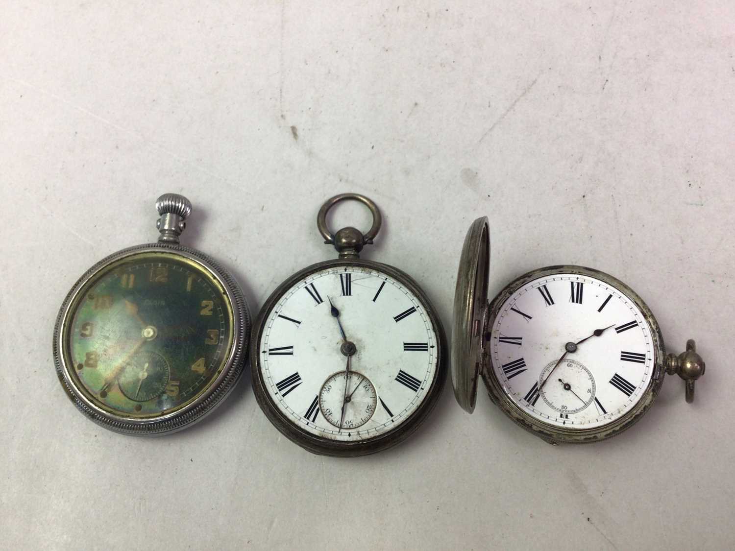 TWO SILVER CASED POCKET WATCHES, AND ANOTHER - Image 2 of 2