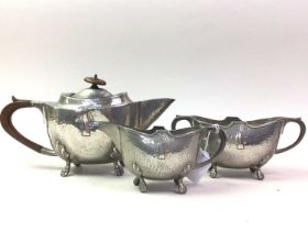 PEWTER TEA SERVICE, ALONG WITH PLATED ITEMS