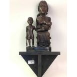 AFRICAN CARVED WOOD FIGURE GROUP,