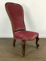 VICTORIAN WALNUT NURSING CHAIR,