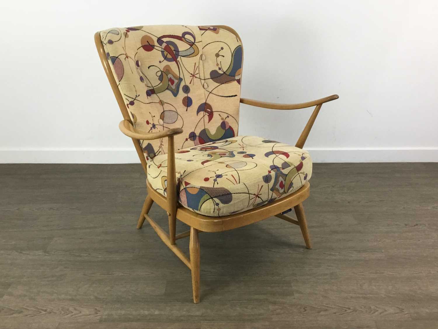 PAIR OF ERCOL HIS AND HERS STICK BACK ARMCHAIRS, - Image 2 of 2