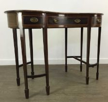 EDWARDIAN MAHOGANY INLAID WRITING DESK,