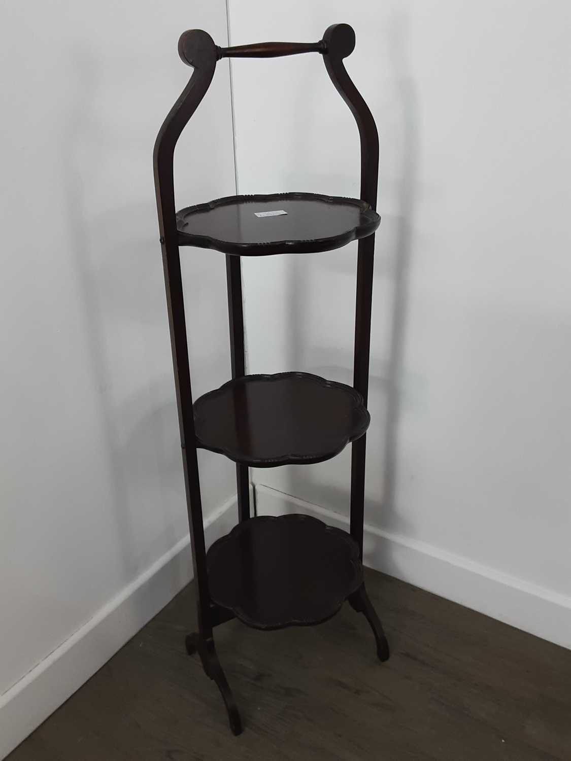 MAHOGANY CIRCULAR OCCASIONAL TABLE, ALONG WITH A CAKE STAND - Image 2 of 2