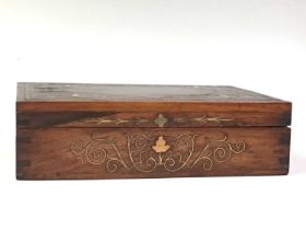 MAHOGANY JEWELLERY BOX, AND OTHER ITEMS