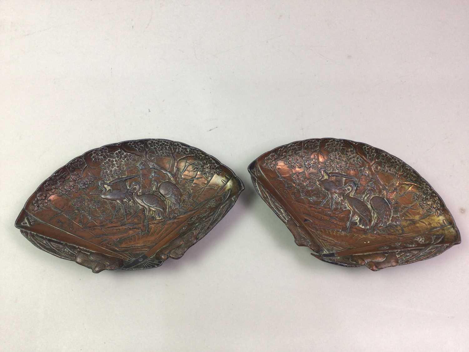 PAIR OF JAPANESE COPPER DISHES, - Image 2 of 2