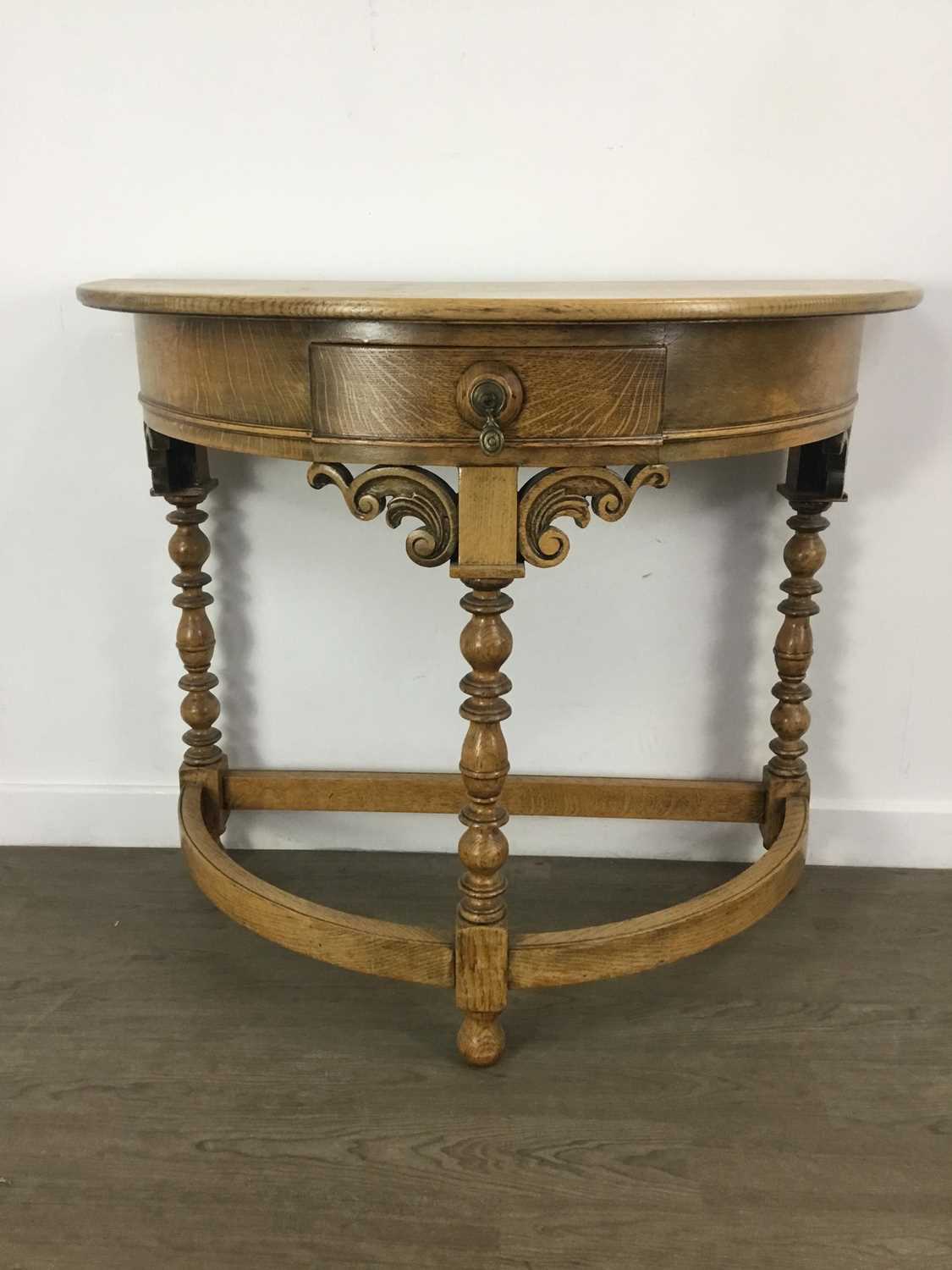 OAK DEMI LUNE SIDE TABLE,