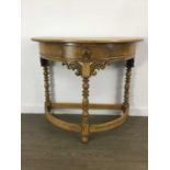 OAK DEMI LUNE SIDE TABLE,