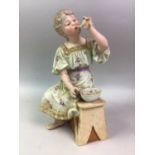 PORCELAIN FIGURE, AND A TAKTELL METRONOME