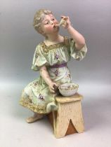 PORCELAIN FIGURE, AND A TAKTELL METRONOME