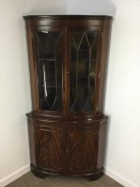 MAHOGANY CORNER DISPLAY CABINET,