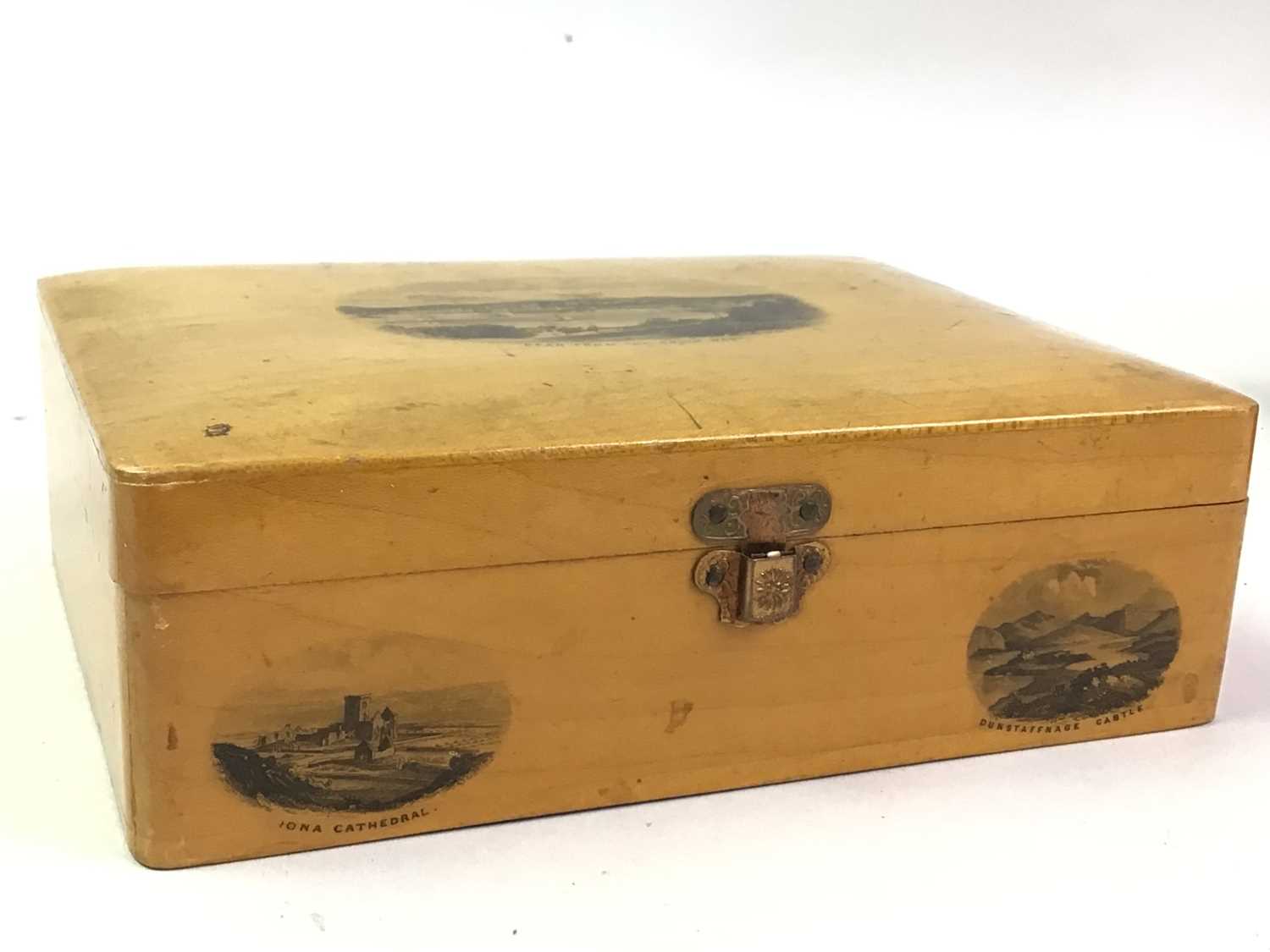 SMALL MAUCHLINE BOX, AND A SEWING COTTON BOX