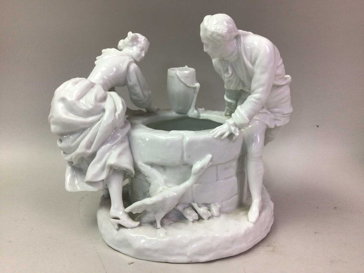 CONTINENTAL PORCELAIN FIGURAL GROUP OF A YOUNG MAN AND WOMAN, ALONG WITH FURTHER PORCELAIN - Image 2 of 3
