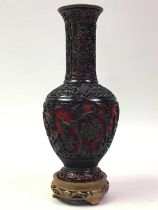 CHINESE CINNABAR VASE, ALONG WITH OTHER CERAMICS