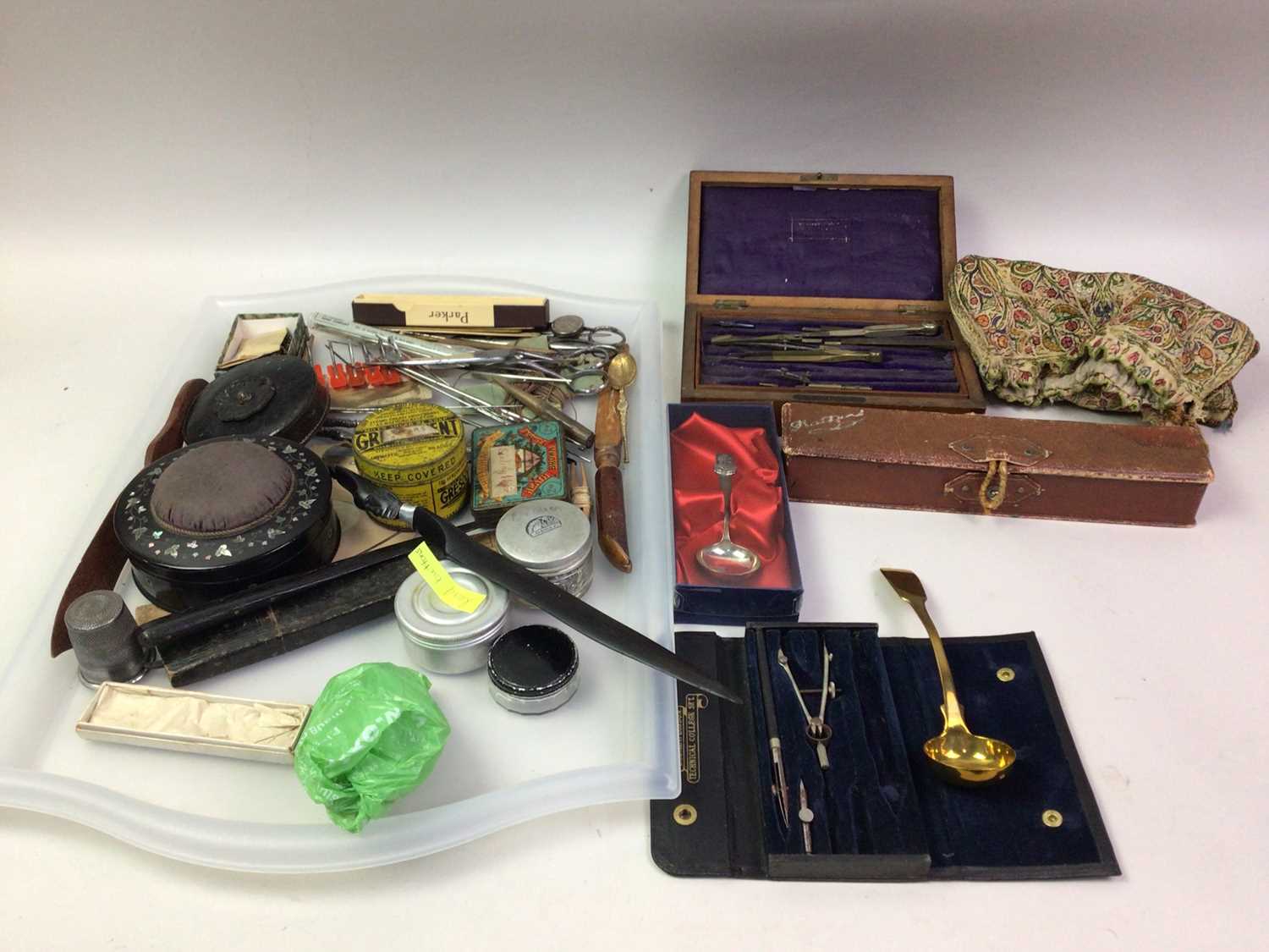 COLLECTION OF TINS, SEWING ACCOUTREMENTS AND OTHER OBJECTS, - Image 2 of 2