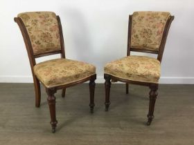 PAIR OF VICTORIAN WALNUT PARLOUR CHAIRS, AND AN OAK GATELEG TABLE