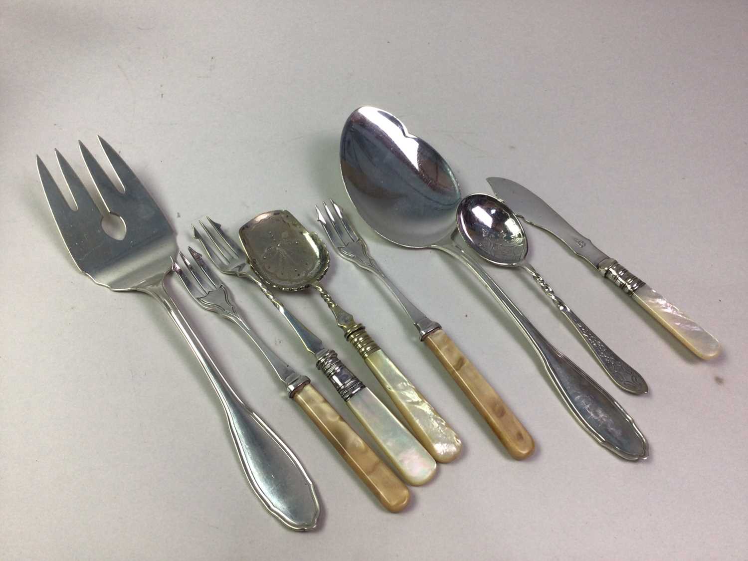 GROUP OF SILVER PLATED FLATWARE, - Image 2 of 3