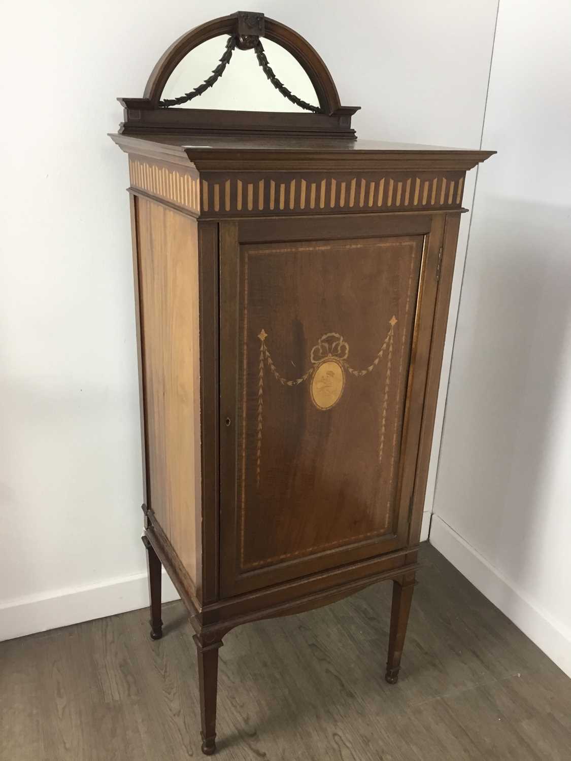 EDWARDIAN MAHOGANY MUSIC CABINET,