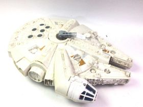 STAR WARS MILLENNIUM FALCON TOY VEHICLE, ALONG WITH A DAGOBAH PLAYSET