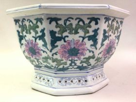 CHINESE OCTAGONAL PLANTER, AND OTHER CERAMICS