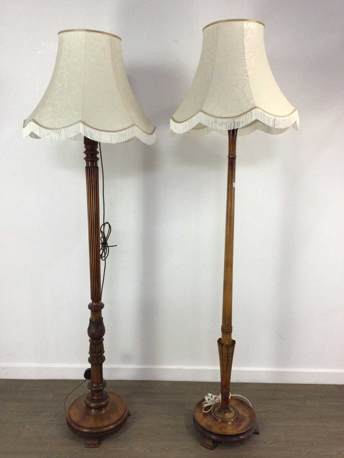 TWO WALNUT STANDARD LAMPS,