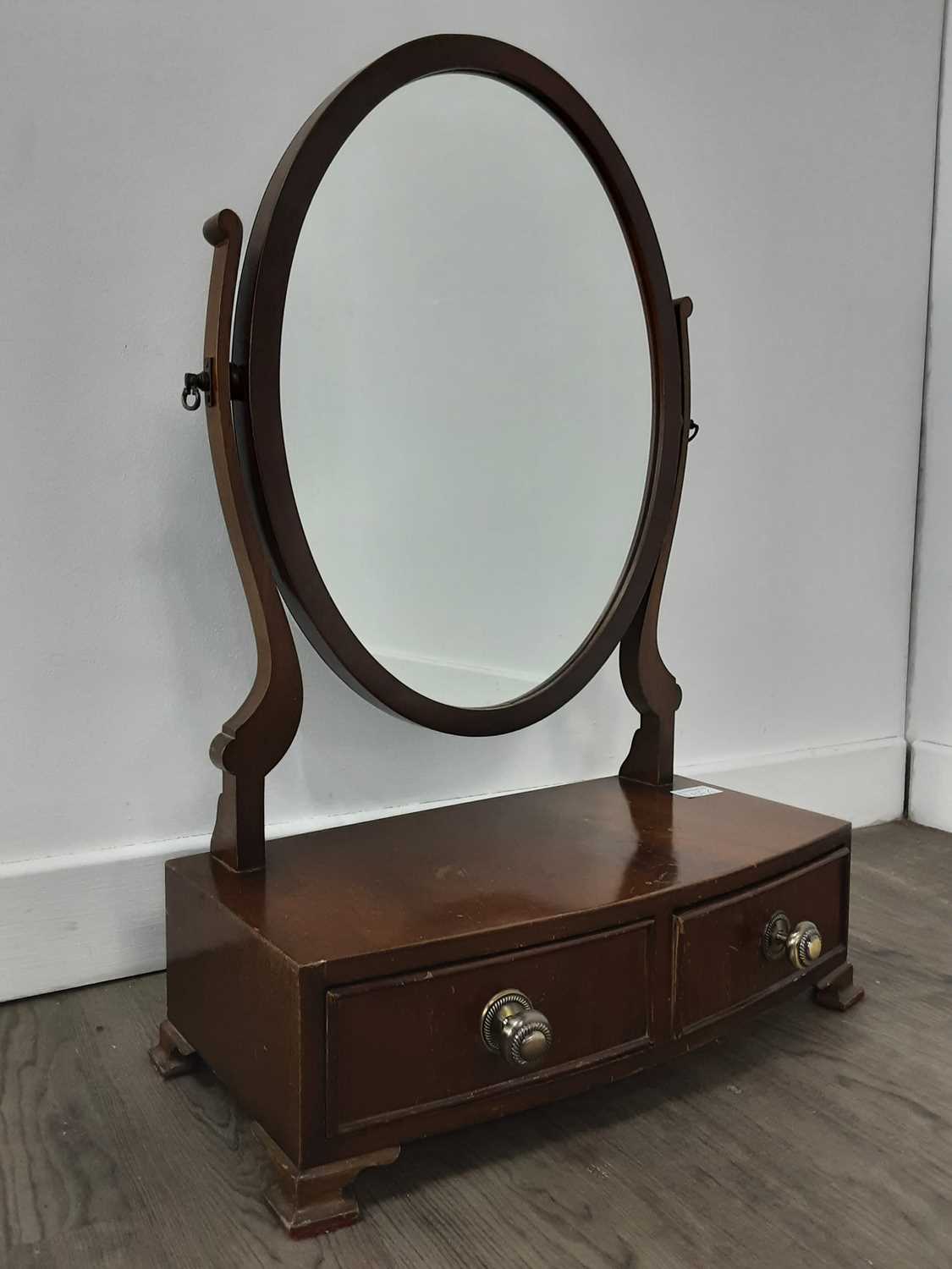 NEST OF MAHOGANY TEA TABLES, ALONG WITH A STOOL AND DRESSING MIRROR