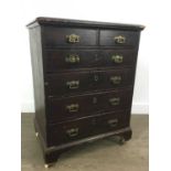 VICTORIAN STAINED WOOD CHEST OF DRAWERS,