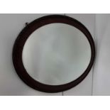 MAHOGANY OVAL WALL MIRROR,