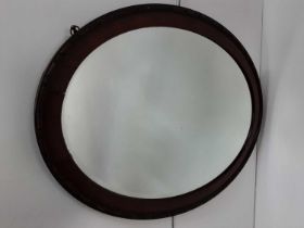 MAHOGANY OVAL WALL MIRROR,