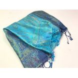 SIX FABRIC PAISLEY PATTERNED SHAWLS,