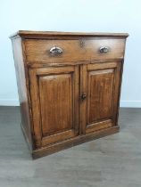 OAK CLERKS DESK, WITH SECRETAIRE DRAWER OVER TWO DOORS