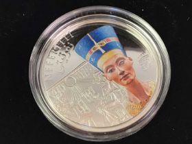 THE HISTORY OF ANCIENT EGYPT SILVER COIN SET, COMPRISING TWO COOK ISLAND STERLING SILVER COINS