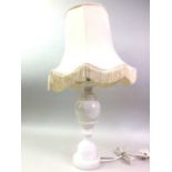 TWO CERAMIC AND WHITE ONYX TABLE LAMPS,