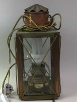 COPPER AND BRASS LANTERN, LATE 19TH/EARLY 20TH CENTURY