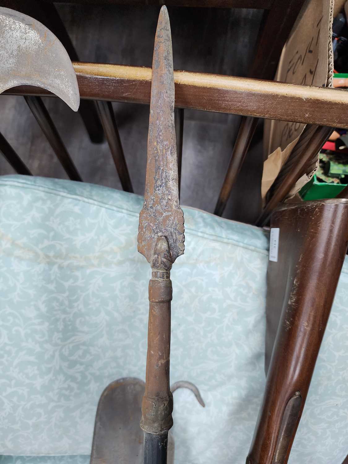 HALBARD AXE, ALONG WITH TWO AXES AND TWO SPEARS - Image 7 of 9