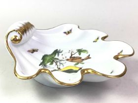 HEREND SHELL DISH, AND OTHER CERAMICS