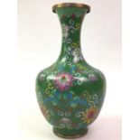 CHINESE CLOISONNE VASE, ALONG WITH ANOTHER CLOISONNE VASE