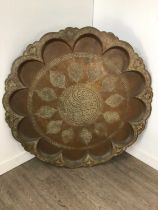 LARGE INDIAN BRASS TABLE TOP,