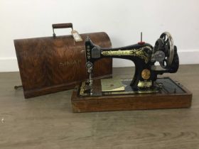 VINTAGE SINGER PORTABLE SEWING MACHINE, HAND OPERATED