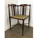 EDWARDIAN INLAID CORNER CHAIR,