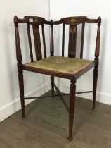 EDWARDIAN INLAID CORNER CHAIR,